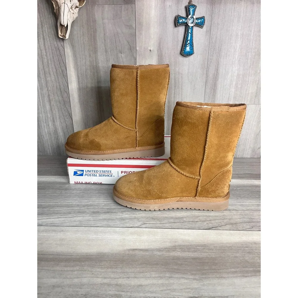 Koolaburra by UGG Victoria Boot Kids Size 5 Chestnut‎ Brown Suede Faux Fur